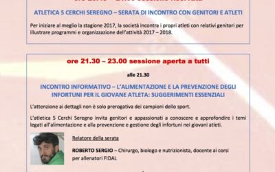 Serata di incontro genitori/atleti – venerdì 20 ottobre dalle ore 20.45